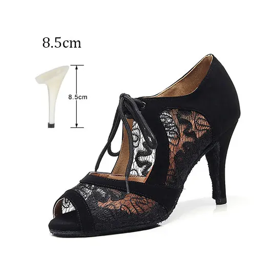 Black 8.5cm Женские бальные туфли для латинских танцев; женские вечерние туфли для сальсы, танго; обувь для танцев на мягкой подошве; Высокий Каблук 7,5/8,5 см; VA30 - Цвет: Black 8.5cm