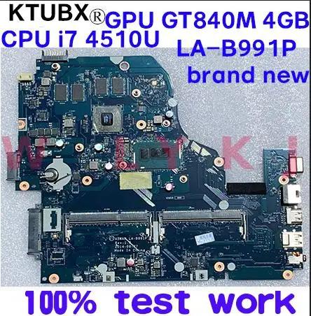 Для Acer Aspire E5 571G V3 572G V5 ноутбук материнская плата A5WAH LA B991P Процессор i7 4510U DDR3 100%