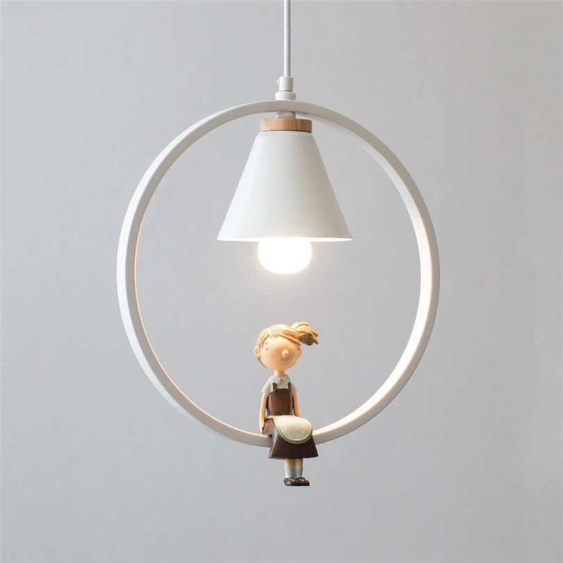 Скандинавский железный подвесной светильник в виде кольца для мальчиков и