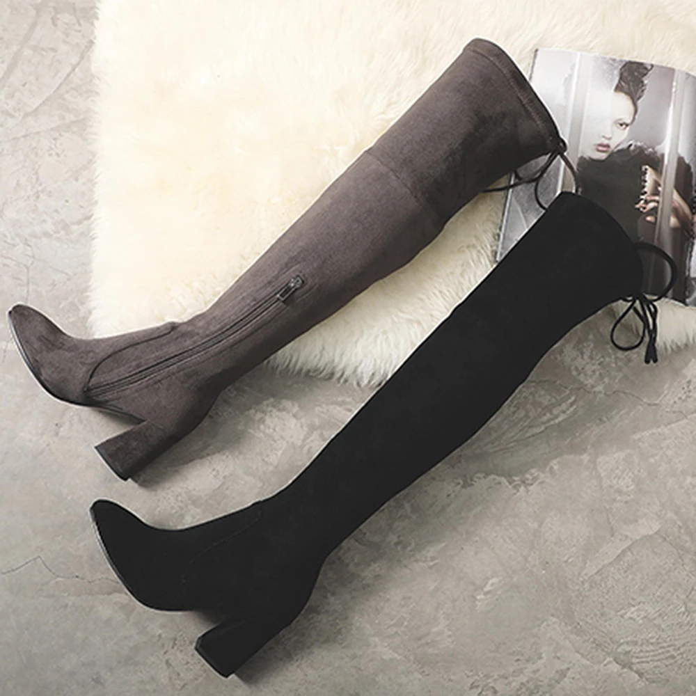 PSLD/2019 женские Сапоги выше колена модная универсальная зимняя обувь с острым