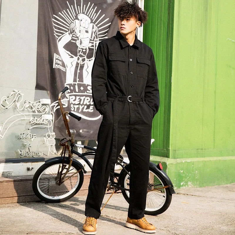 Высокое качество мужской комбинезон свободного кроя с длинным рукавом Фирменные