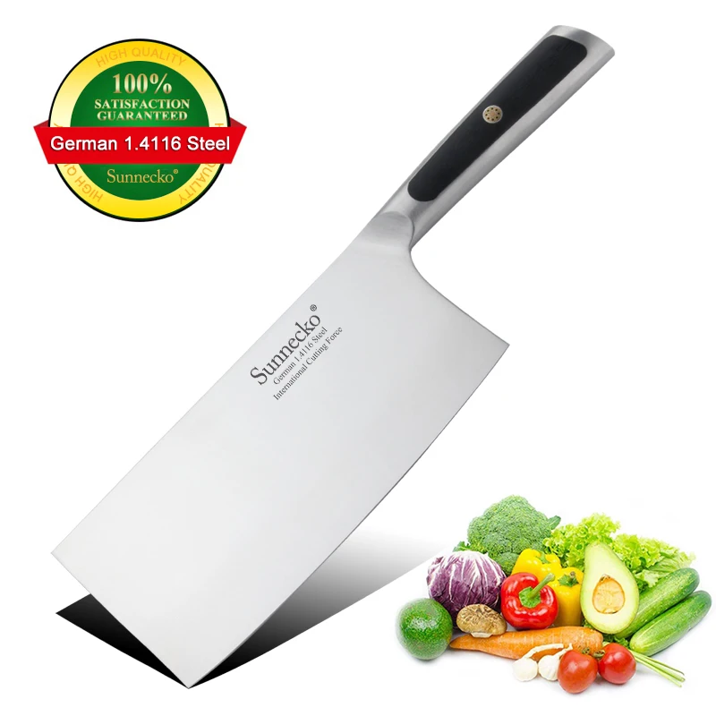 

SUNNECKO 7'' Cleaver Knife German 1.4116 Steel Blade Kitchen Knives High Quality G10 Handle Sharp Meat Fruit Chef's Cutter Tool