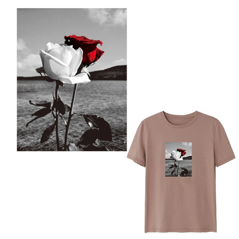 Термоклейкие Переводные нашивки с цветами белой красной розы