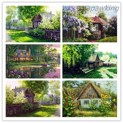 

5D DIY Landscape Diamond Painting Forest Green House Scenery Full Diamond Cross Stitch Embroidery Art Stickers Home Decoration