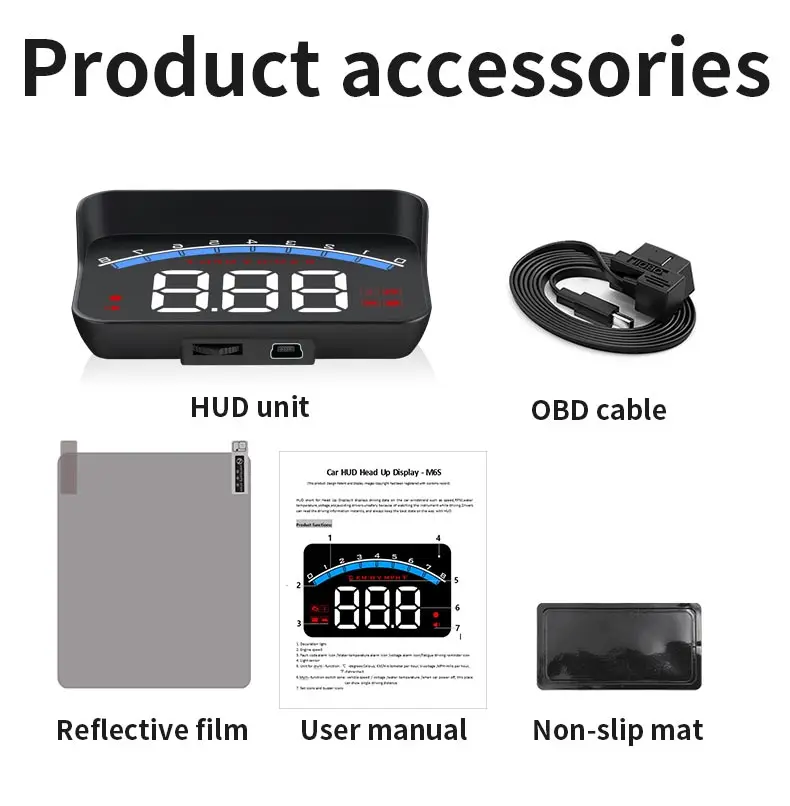 

HUD M6S Car Head up display Auto Electronics KM/h MPH OBD2 Overspeed Security Alarm windshield Projector display car