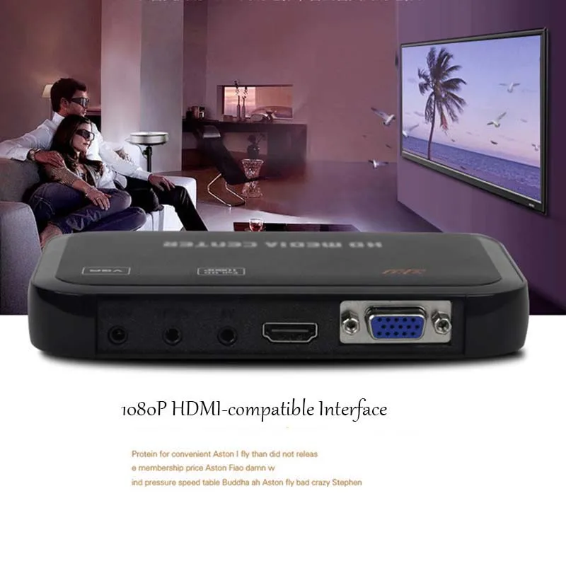 Цифровой USB Full HD 1080P HDD медиаплеер HDMI совместимый VGA SD MMC Поддержка DIVX AVI RMVB MP4 H.264 FLV MKV