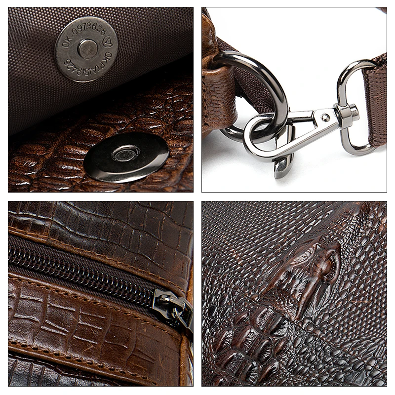 WESTAL Men's Genuine Leather Bag for Men Cocrodile Pattern Messenger Bags Men Shoulder Bags Leather Man Crossbody Handbags 8857 images - 6