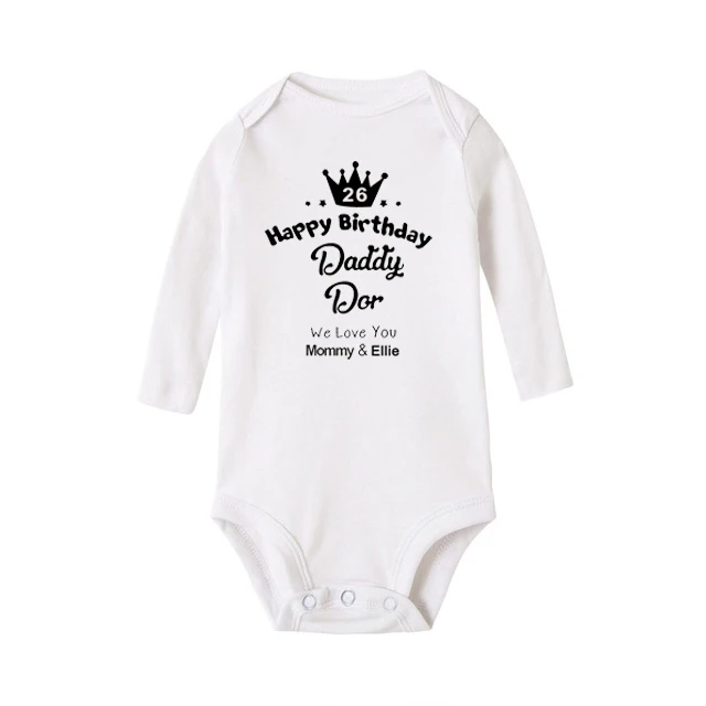 Happy Birthday Daddy We Love You Funny Cotton Rompers Baby Girl Infant Long Sleeve Jumpsuit Newborn Baby Girls Clothes 0-24M 4