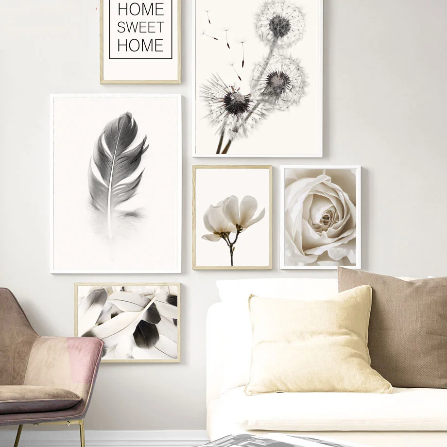 Настенная Картина на холсте Постер в скандинавском стиле с принтом черного