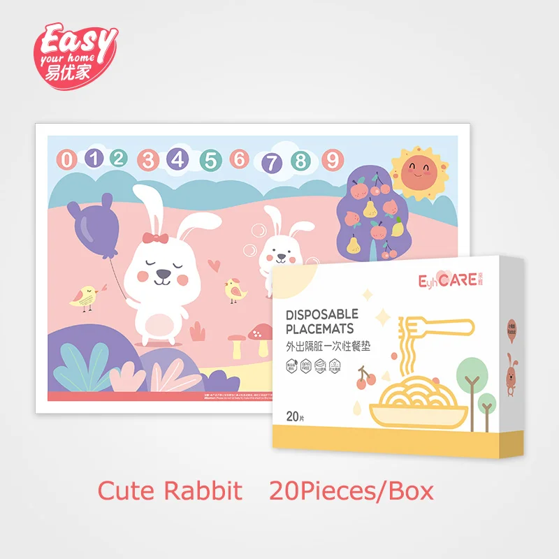 Cute Rabbit Одноразовые детские салфетки с милым рисунком из мультфильма, пищевой детский Настольный коврик, Портативные водонепроницаемые липкие салфетки для кормления ребенка - Цвет: Cute Rabbit