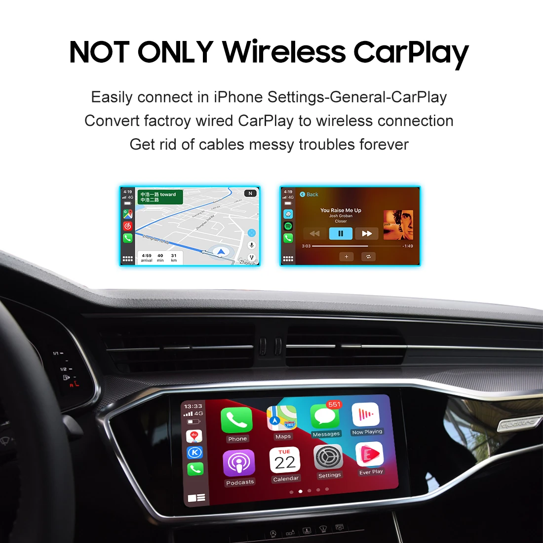 NEW Wireless Apple CarPlay AI Box 4GB+32GB, Universal Car Android 9.0 System Multimedia Player Box, Mirror Link, Plug and Play