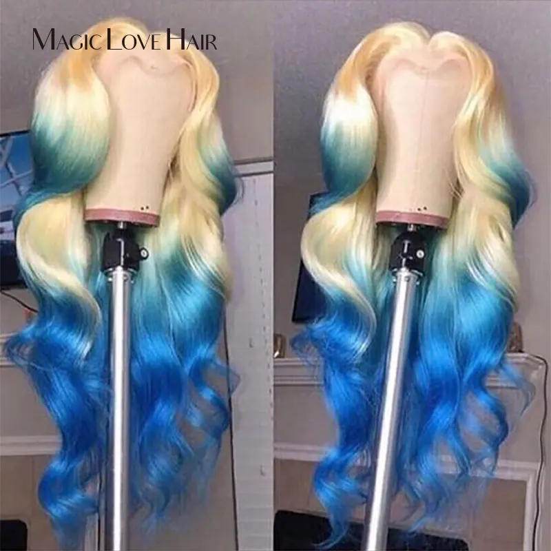 Волшебная любовь блонд кружево передний парик Remy бразильские прямые волнистые