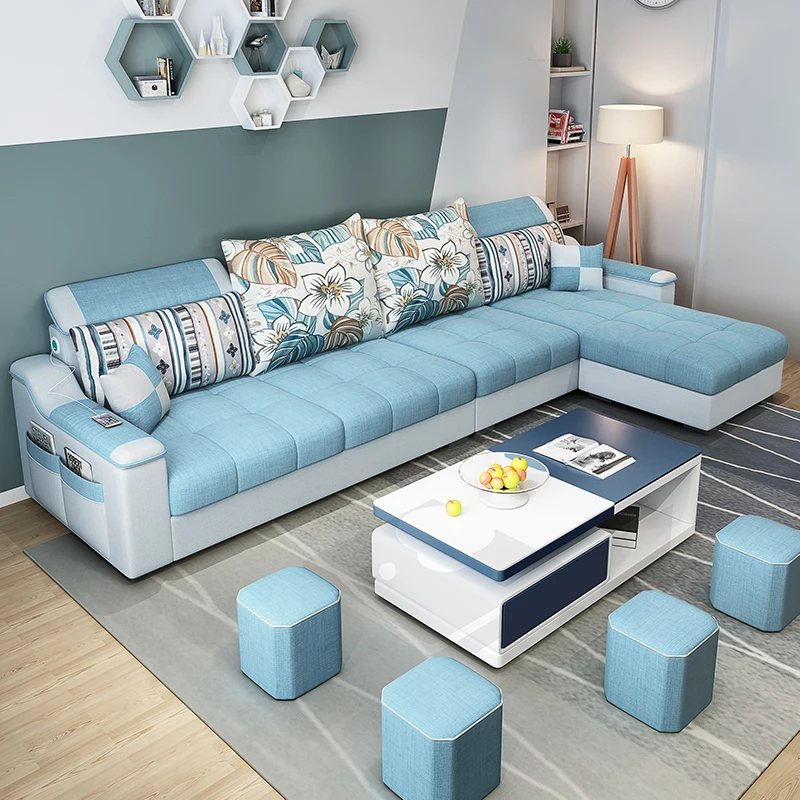 Модный диван Синий тканевый Высококачественная мебель для гостиной удобный