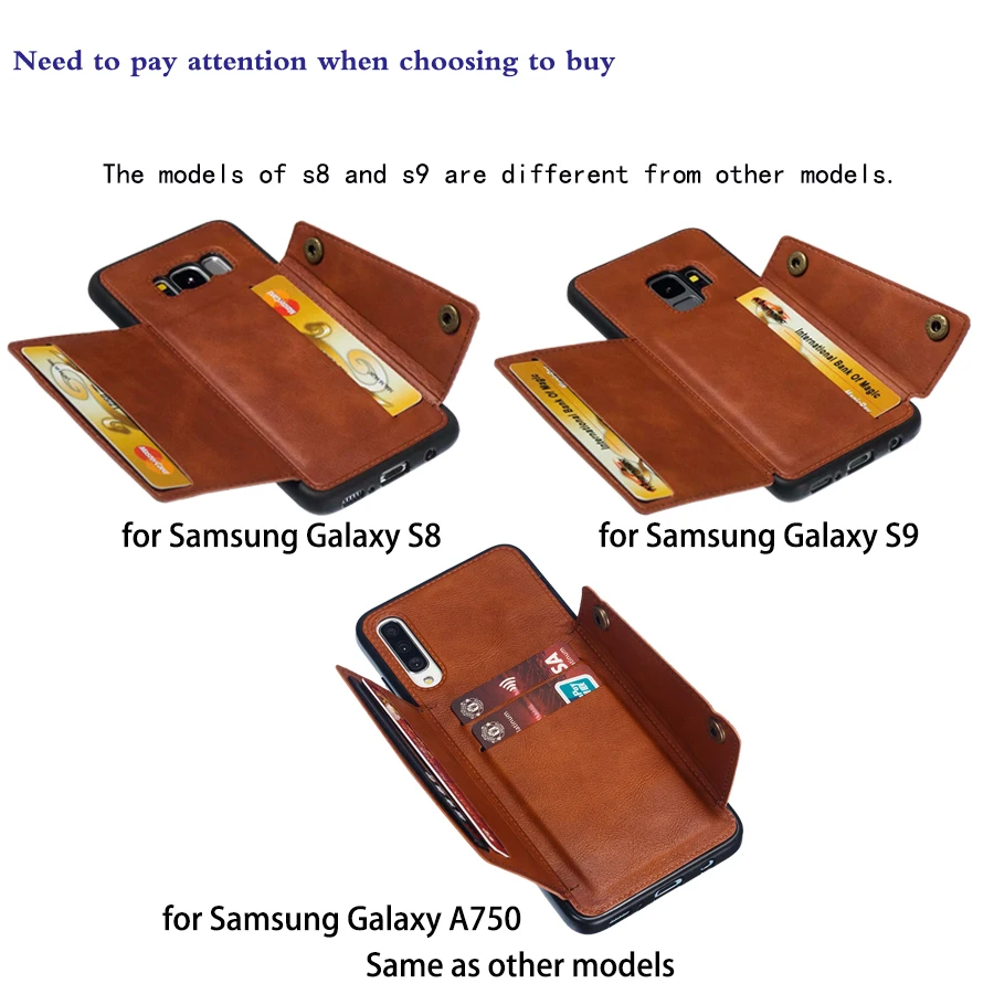 Чехол бумажник с отделениями для карт Samsung S10 S9 S8 Plus S10e чехлы A6 A7 J4 J6 2018 A10 A20 A30 A40 A50 A70