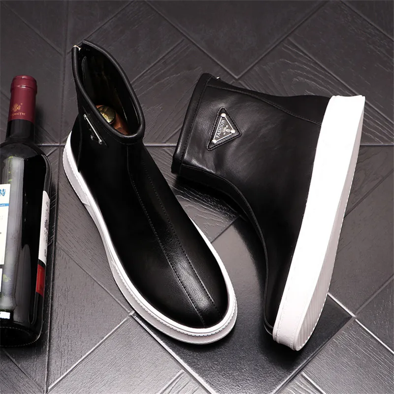 

Autumn Fashion Men's Punk Zip High Tops Casual Shoes Flats Hip Hop Ankle Boots Zapatillas Hombre