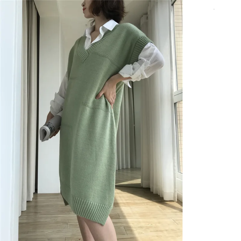 LANMREM 2020 весеннее Модное новое трикотажное платье без рукавов для женщин теплое