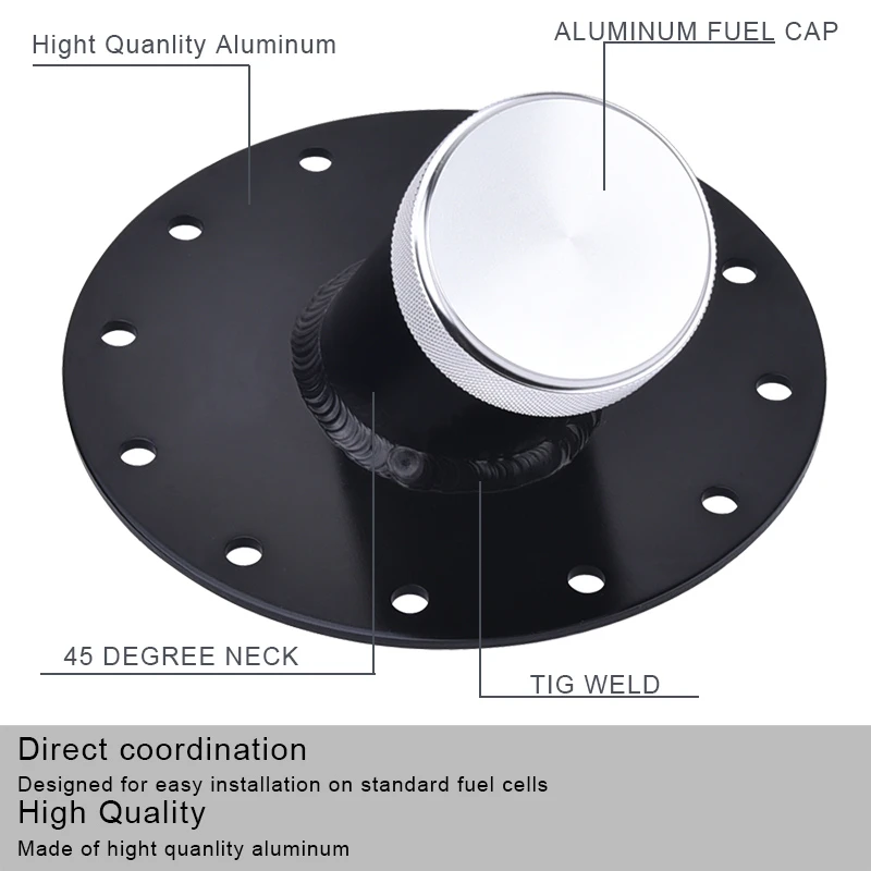 SPEEDWOW 45 Degree Car Gas Tank Neck Aluminum High Quality Fuel Cell Black | Автомобили и мотоциклы