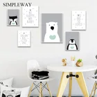 Картина с пингвином, полярным медведем, мультяшными животными, Детские стихи, плакат на холсте, Настенная картина в скандинавском стиле, декор для детской комнаты