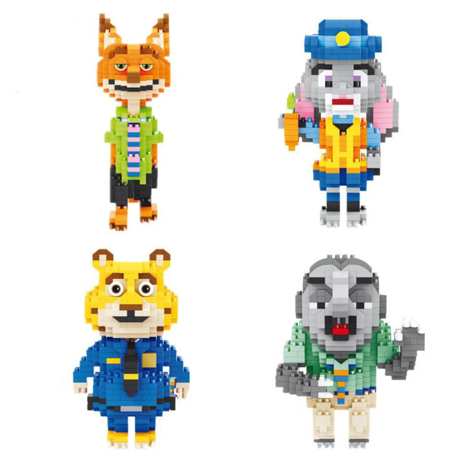 

Disney cartoon Zootopia figures micro diamond blocks nick fox judy rabbit build brick toy Benjamin Cheetah flash sloth nanobrick