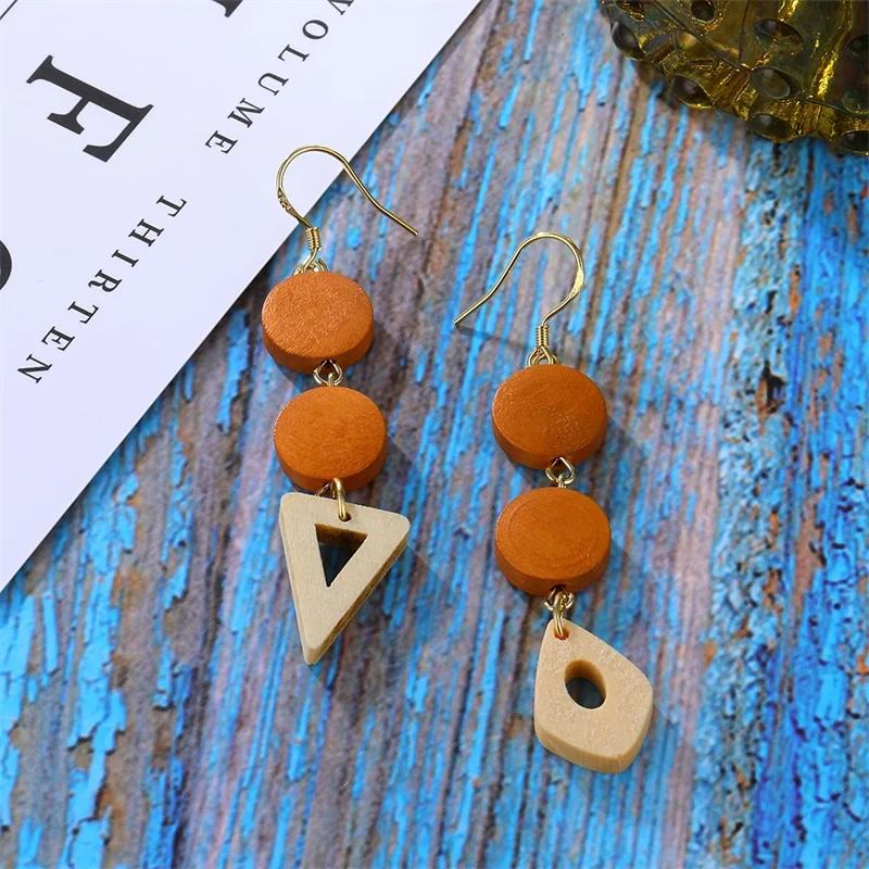 Винтажные висячие серьги IFMIA 2019 из натурального дерева в богемном стиле для