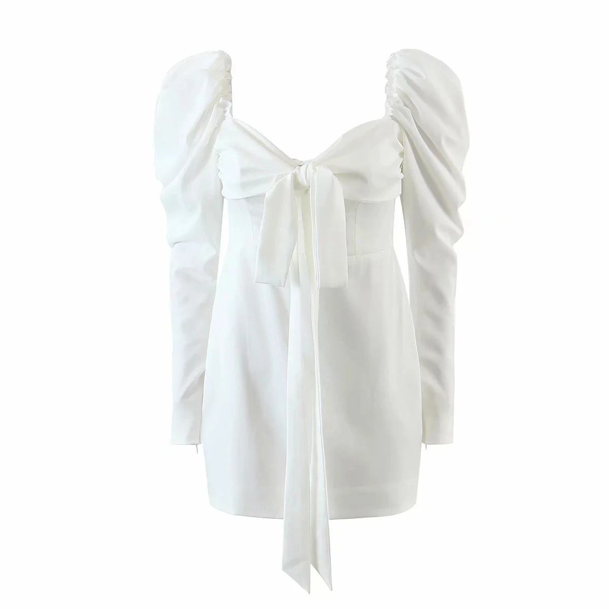 

2021 White Pleated Bow Bodycon Sexy Dress Women Backless Night Club Party Dresses Elegant Mini Summer Dress Vestidos