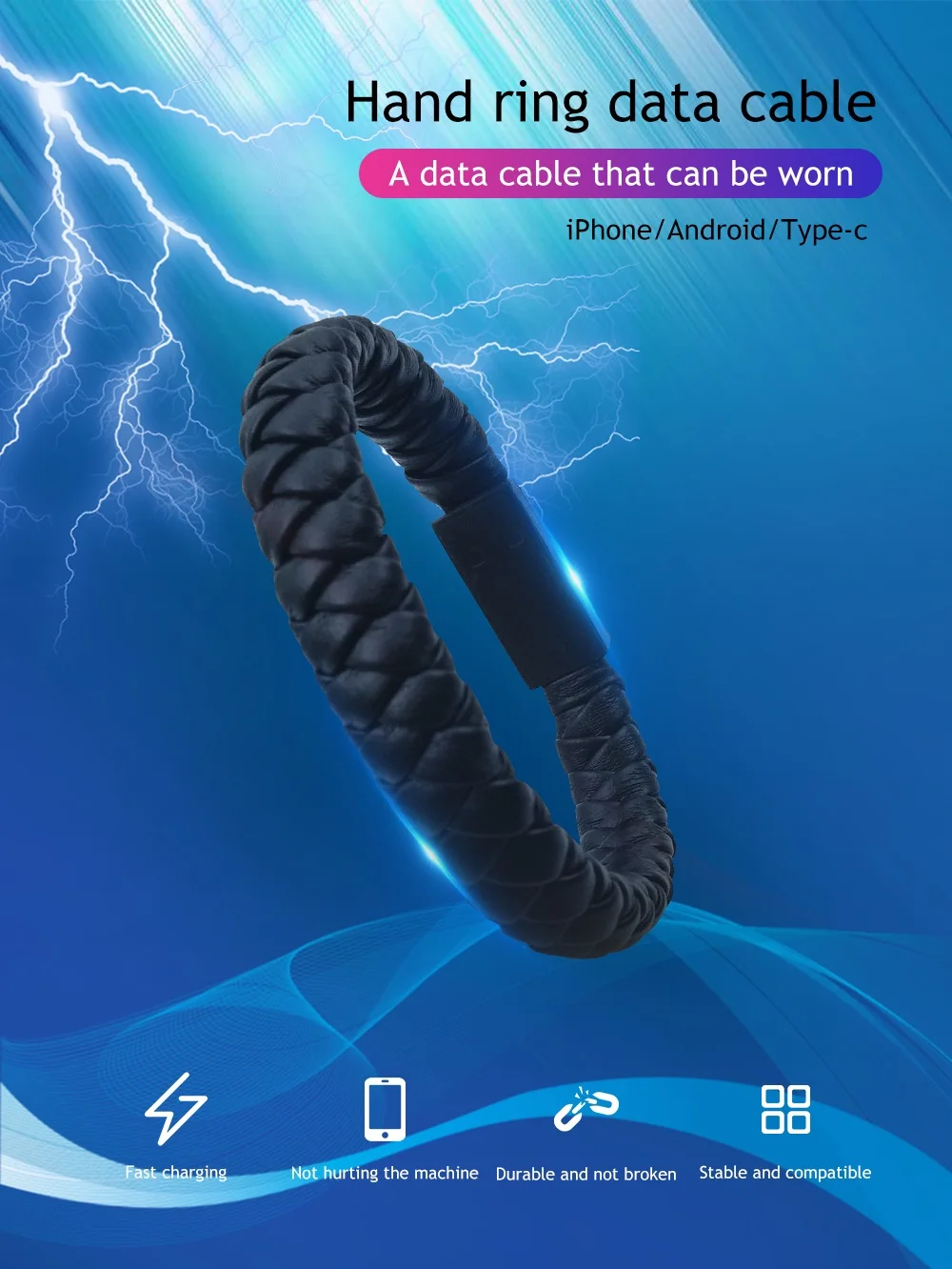 Открытый Портативный кожаный мини тип-c Micro USB браслет зарядное устройство данных зарядный кабель синхронизации Шнур для Android для samsung S9 S8