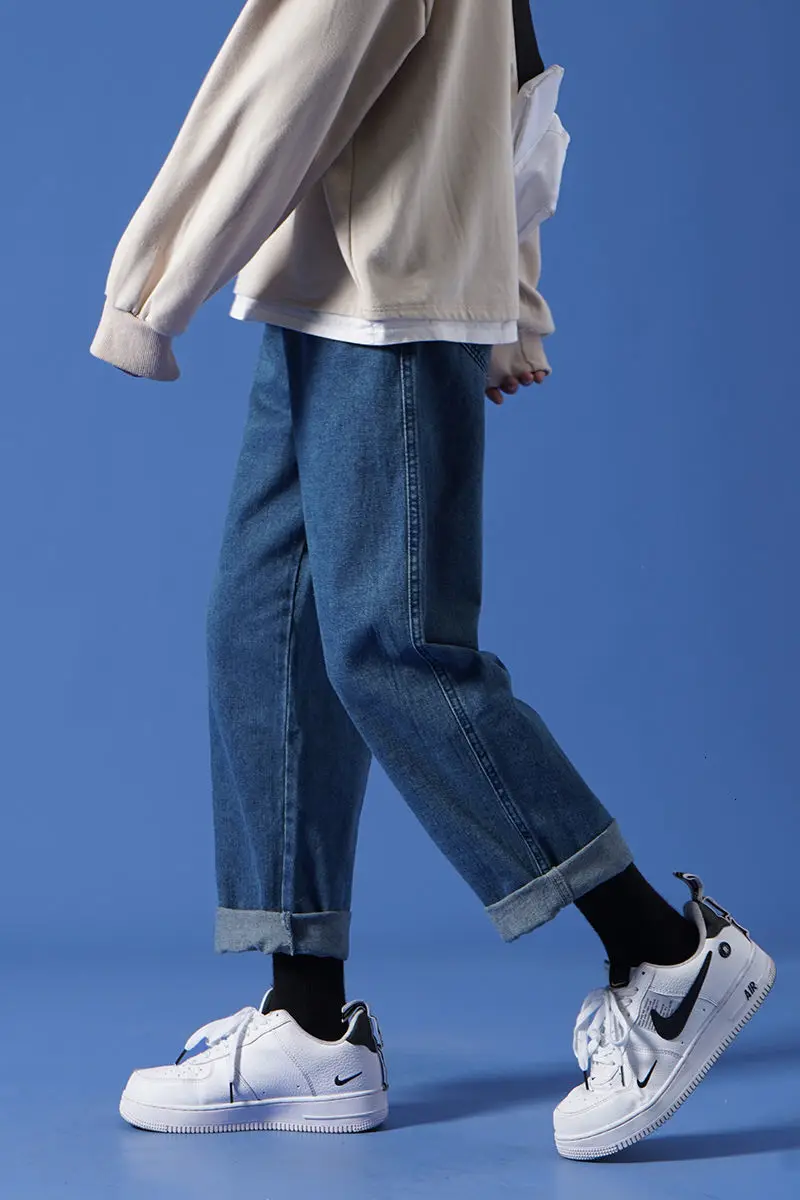 

Privathinker Basic Casual Denim Jeans Men Straight Vintage Pants Streetwear Men's Clothing Harajuku Trousers Kpop