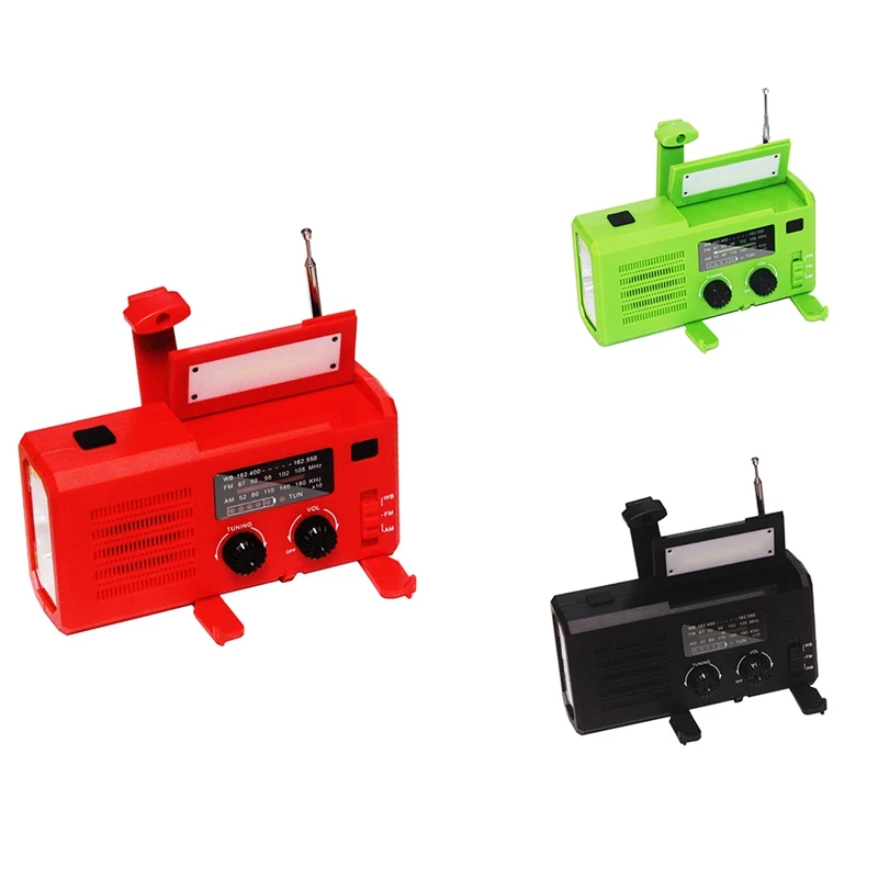 

Portable Solar Radio Hand Crank Emergency Phone Charger,AM/FM/WB SOS 4000MAh COB Alarm Flashlight Radio