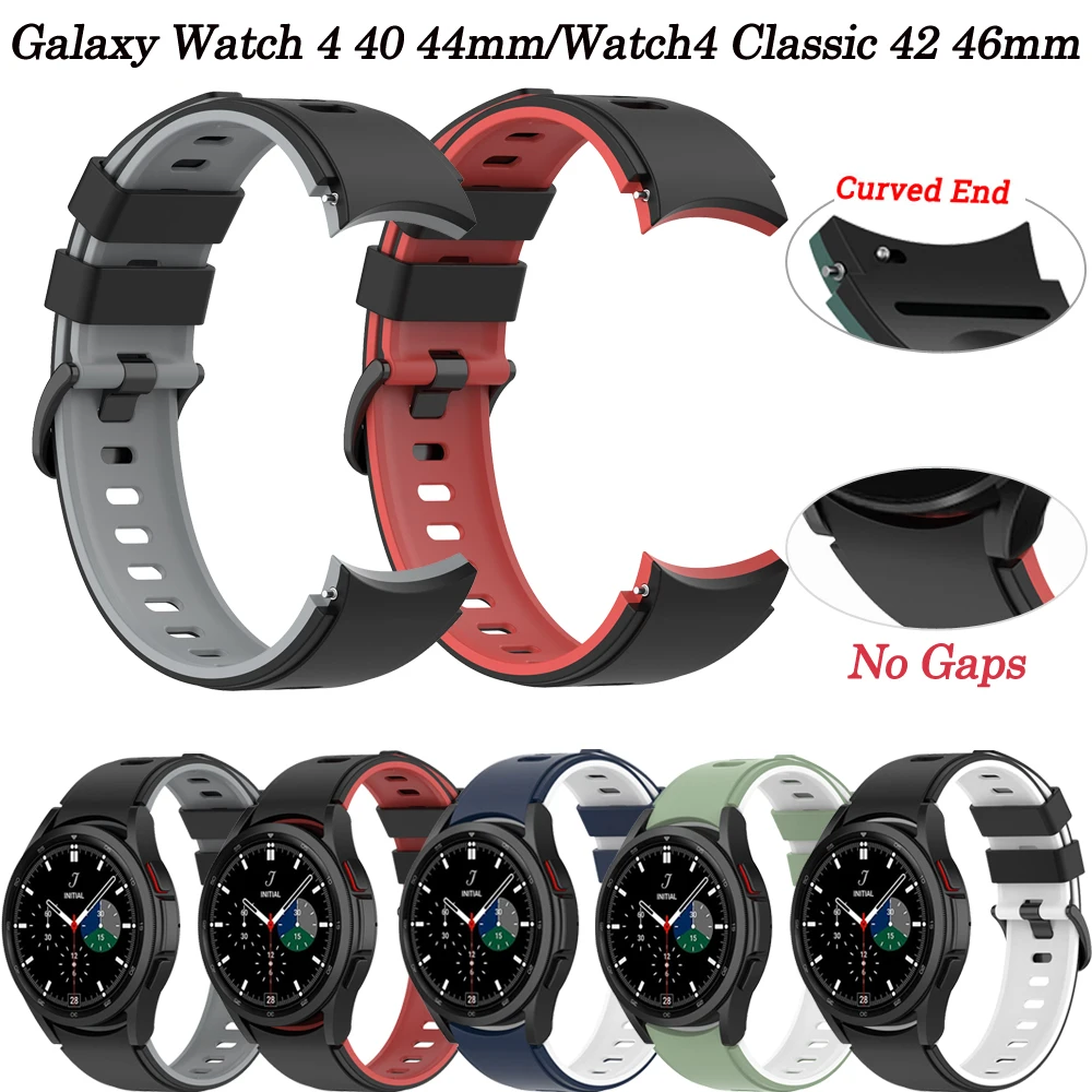 

No Gaps Smart Watchband 20mm For Samsung Galaxy Watch 4 Classic 46mm 42mm Ridge Silicone Strap Bracelet Easyfit Watch4 44mm 40mm