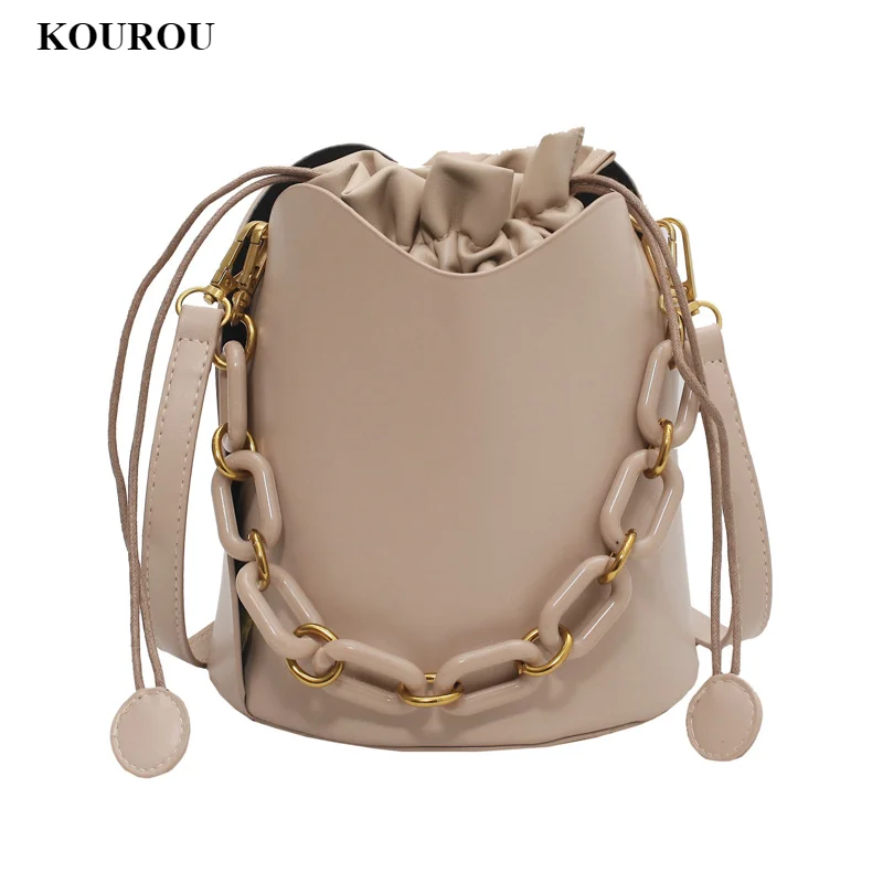 

Niche design bag female 2021 new trendy fashion simple retro chain bucket bag texture western messenger bag