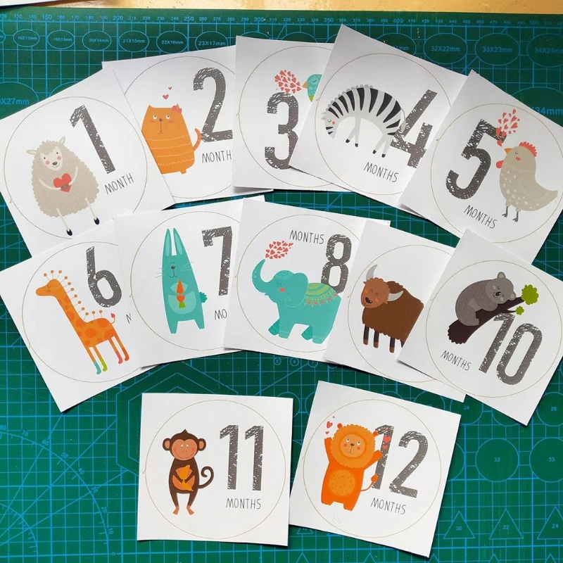 

12 PcsBaby Pregnant Monthly Stickers Memory Recording Milestone Sticker Props 54DF