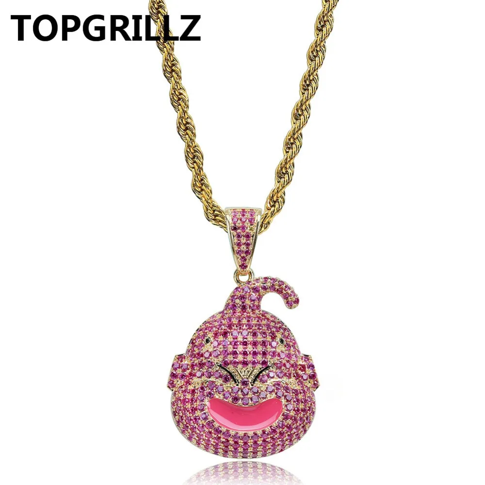 TOPGRILLZ Жемчуг дракона персонаж малыш Буу кулон ожерелье Iced Out кубический циркон хип хоп золотой серебряный цвет для мужчин Шарм цепи ювелирные изделия