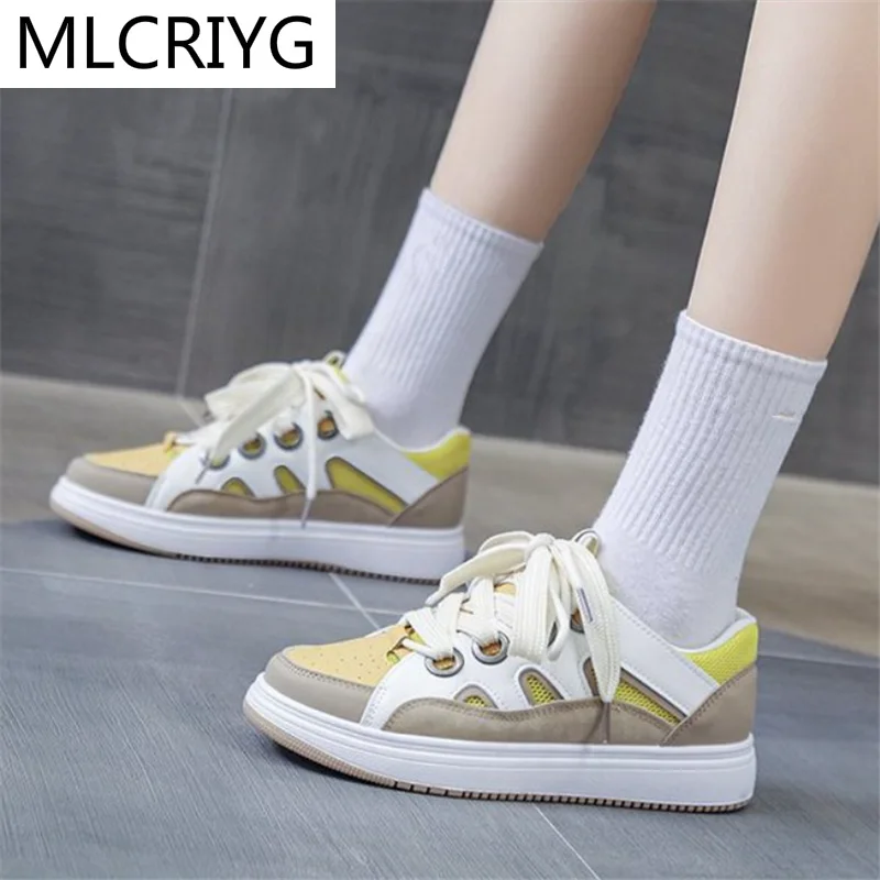 

Spring Women's Casual Shoes 2021 Fashion Comfortable Round Toe Women Vulcanized Shoes Low Cut Lace-up Sneakers Zapatillas Mujer