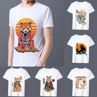 mens t shirt japanese characteristic cartoon cat series direct sales summer daily commuter casual slim round neck mens top
