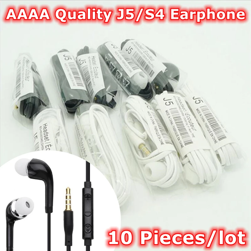

Wholesale 10pcs/lot lots 3.5mm Jack in-Ear Earphone With Mic Hands-Free Vol. Control Earbuds For Samsung Galaxy S4 J5 Earphones