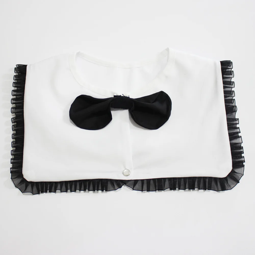 

Black Bow Fake Collar Women Female Detachable Sailor False Collar Cotton New Fashion Detachable Blouse Lapel Half Shirt