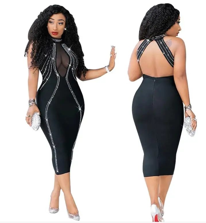 Африканская одежда сексуальное прозрачное облегающее платье с открытой спиной