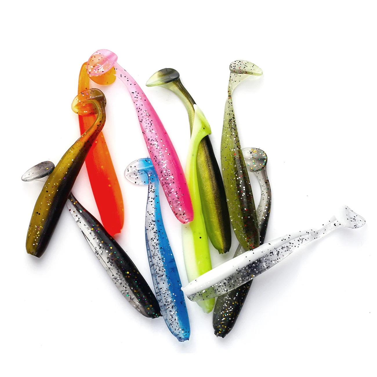 

50pcs 5.5/6/6.5CM Artificial Fishing Lure Soft Fish Bait T-Tail Creature Fishing Lure For Bass Trout For Outdoor Fishing Lovers