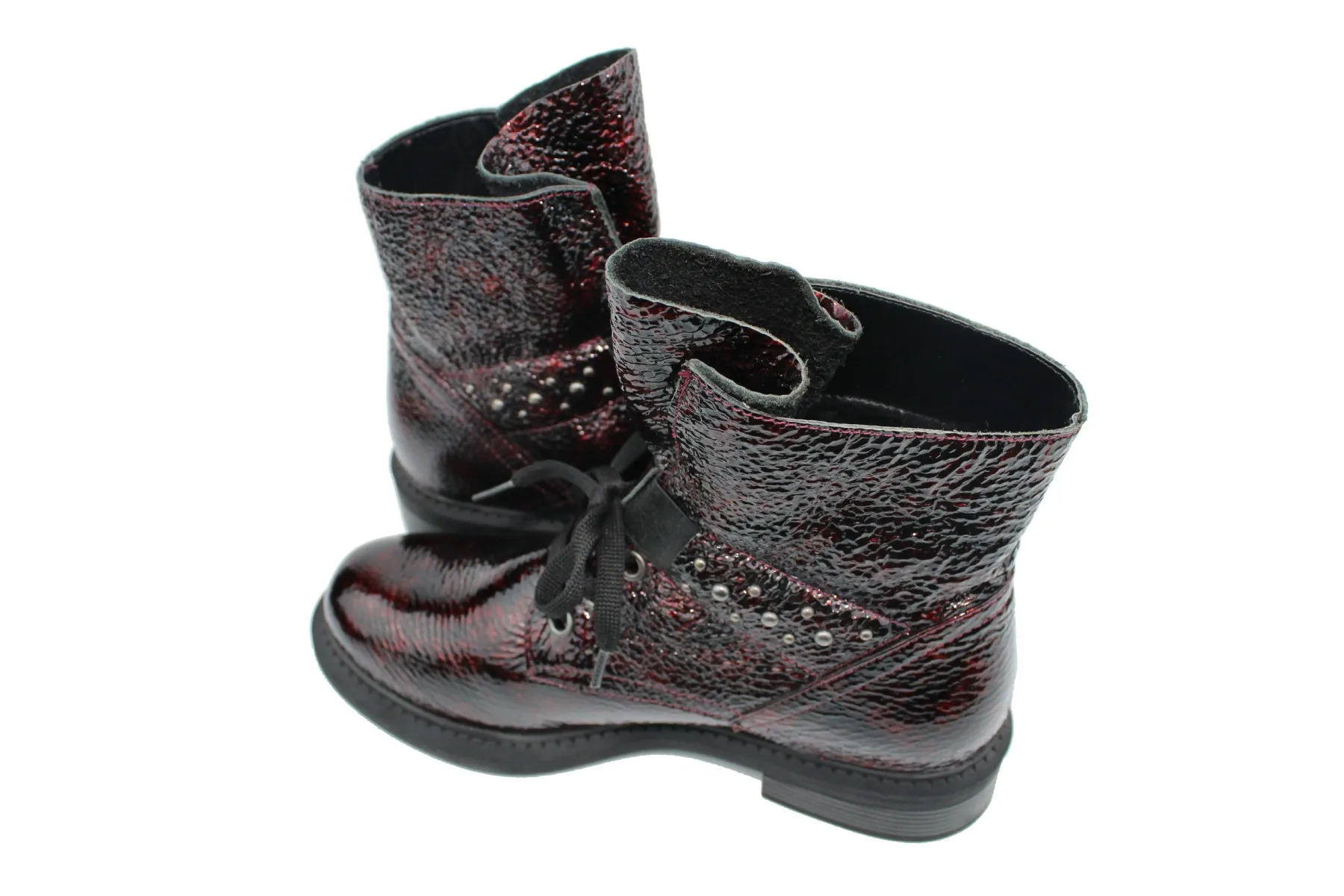

ZER Shoes Genuine Leather dark Red-Black Women Boots