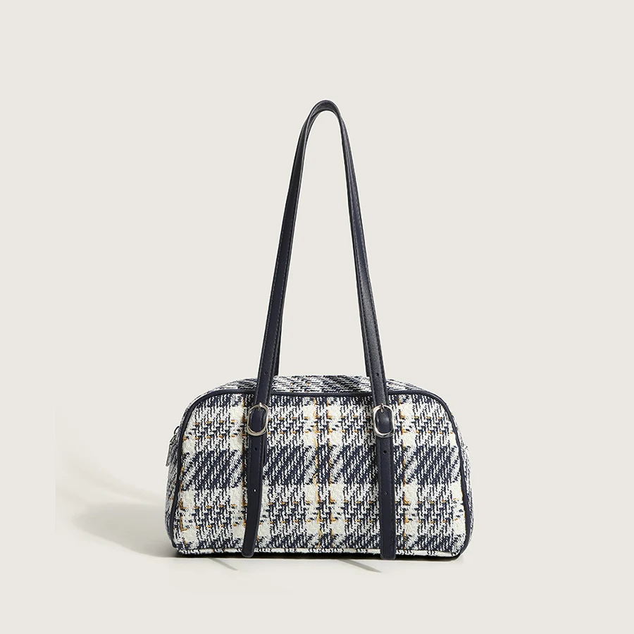 

Designer Plaid Shoulder Bags for Women Canvas Ladies Shopper Bag Adjustable Strap Korean Fashion Female Tote Handbag Winter 2021