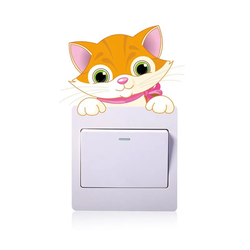 

1PCS DIY Mural Art Animals Lovely Cat 3D Wall Decal Switch Stickers Home Decoration Home products 2021