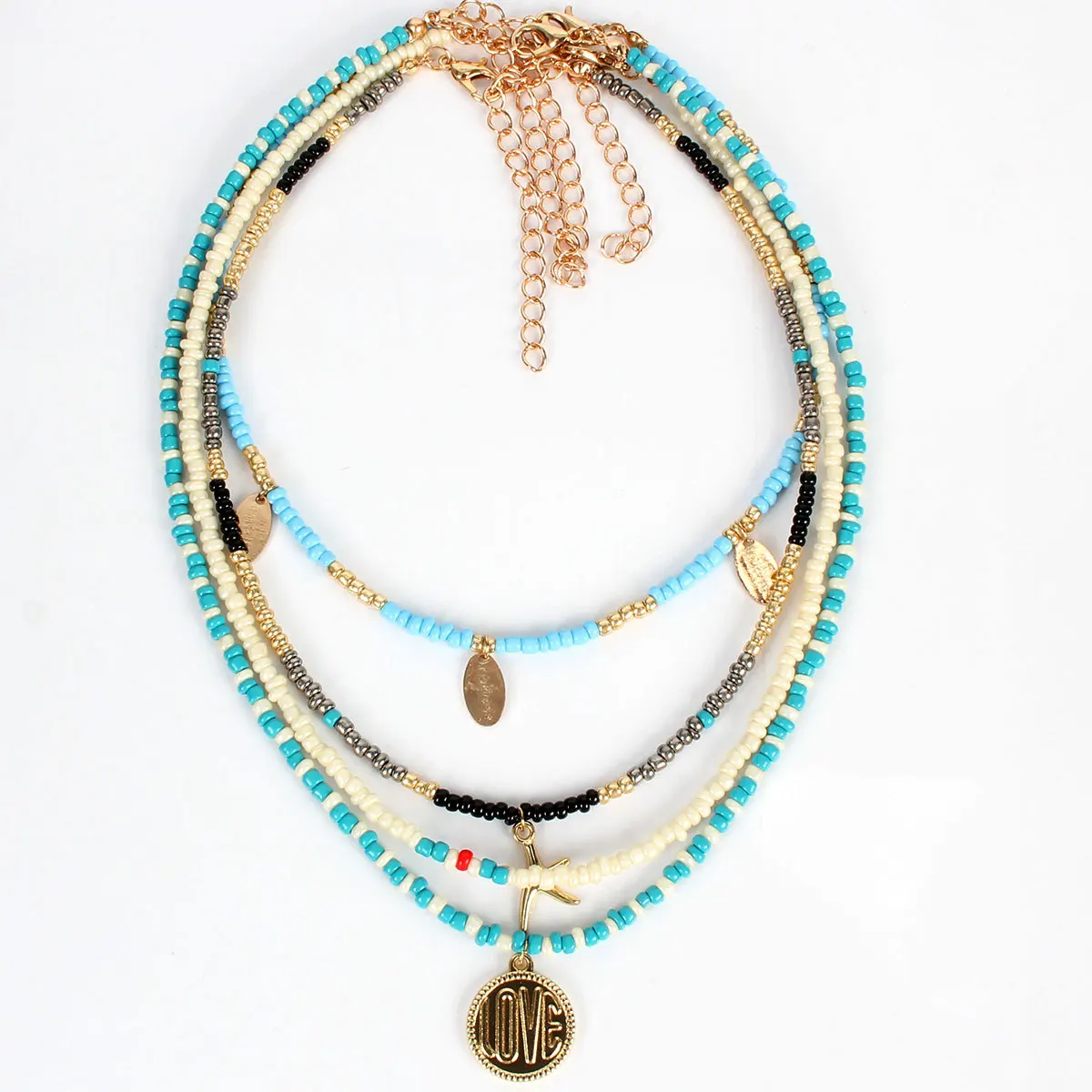 Модная богемная многослойная цепочка свитер из рисовых бусин с индивидуальным и