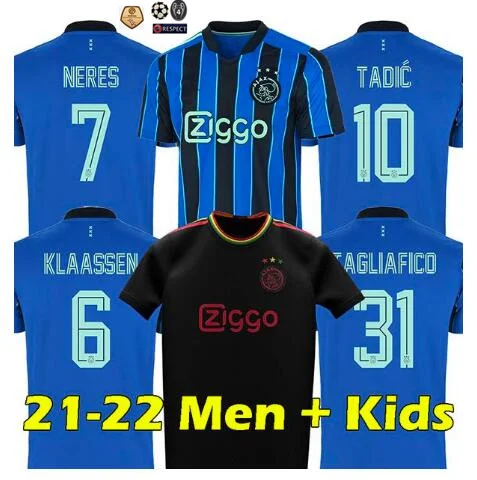 

21 22 new ajaxes soccer jerseys kids kit away TADIC KLAASSEN TRAORE PROMES NERES CRUYFF ajaxed jersey adult football sh