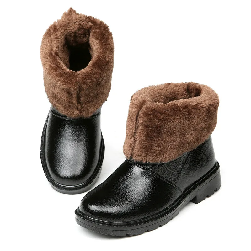 US5-10 из натуральной кожи Водонепроницаемые очень теплые зимние ботинки до
