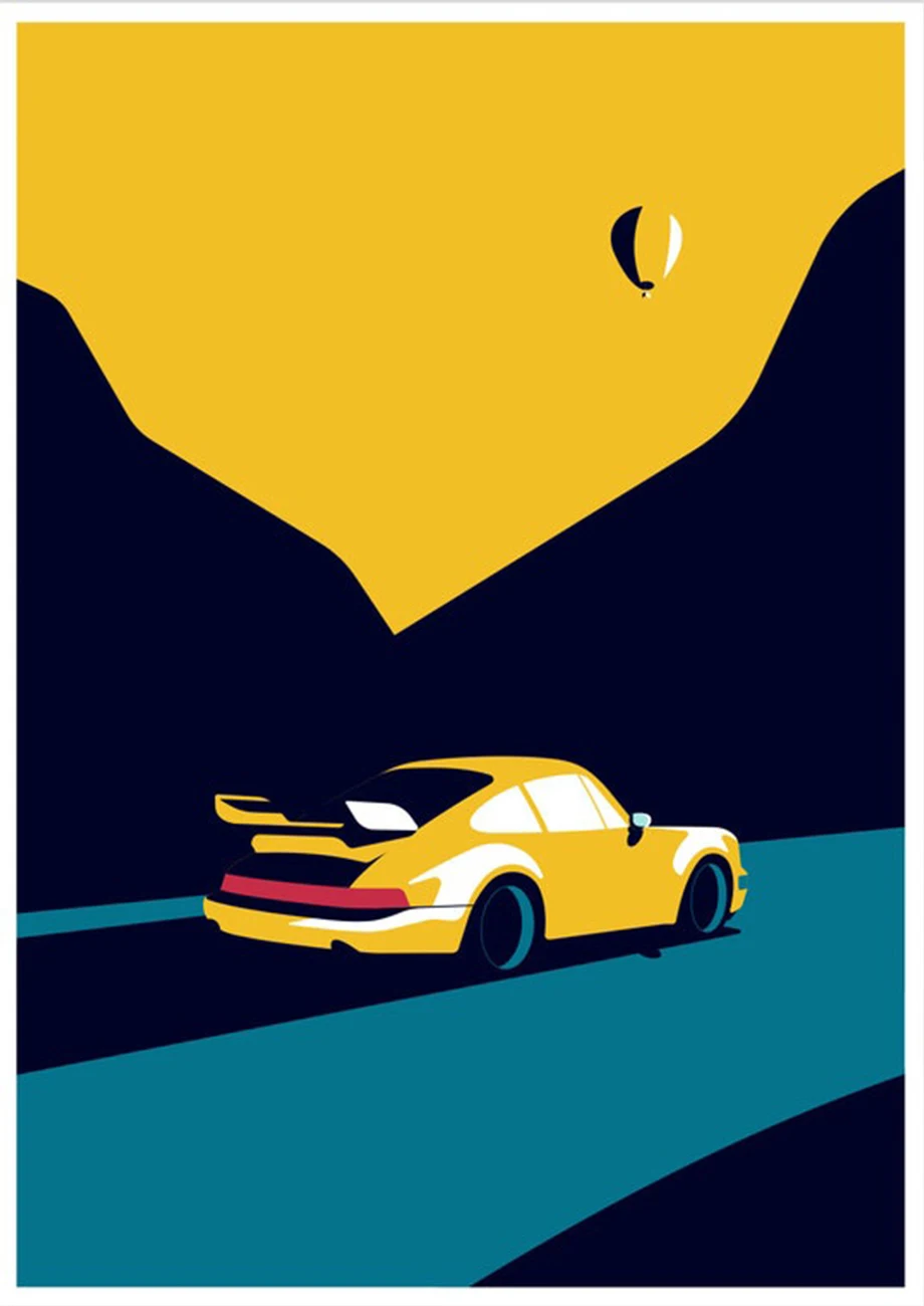 Красочный автомобиль Фотофон 80s фотография девушка пейзаж туризм настенное