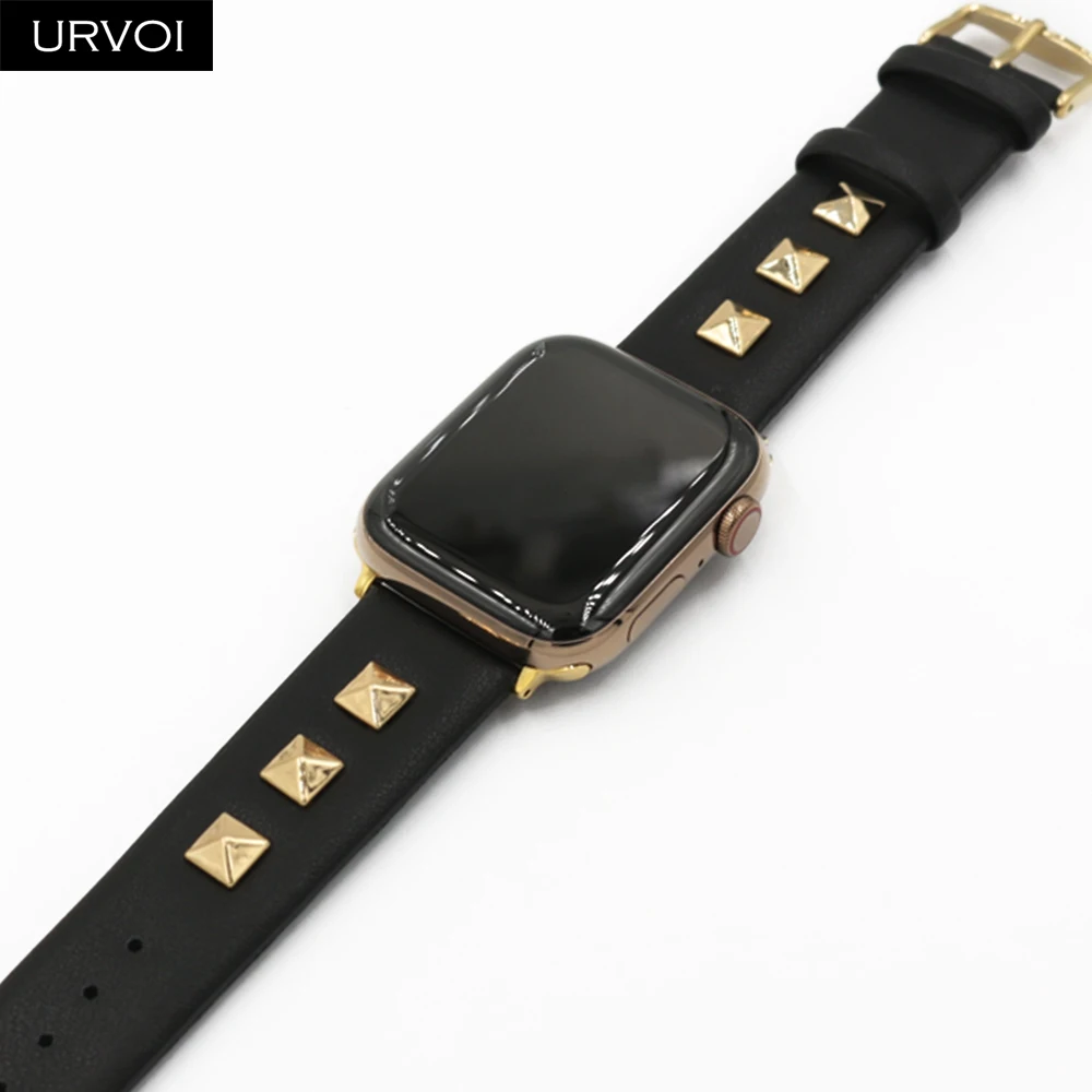 Кожаный ремешок URVOI для Apple Watch серии 54321 iwatch 40 44 мм Пряжка из нержавеющей стали