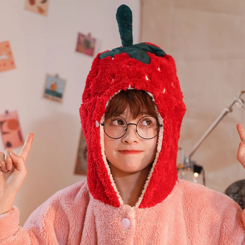 Winter Pajama Woman Sleepwear New Cartoon Velvet Coral Home Suit Length To Keep Warm Flannel Extended Hooded Thickened LONG