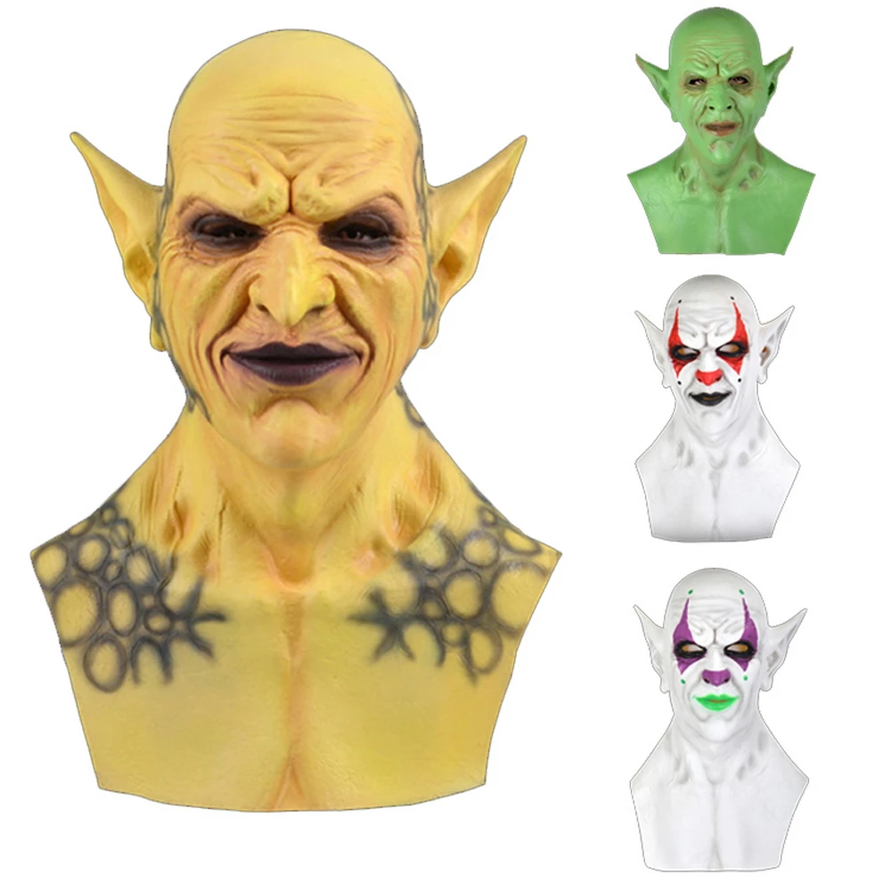 

Anime New Yellow Ghost Halloween Mask Headcover Devil Clown Vampire Orc Latex Masks Horror Cosplay Props