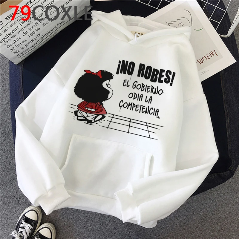 Толстовки Kawaii манга Mafalda женские Забавные Зимние Теплые Топы толстовка модная