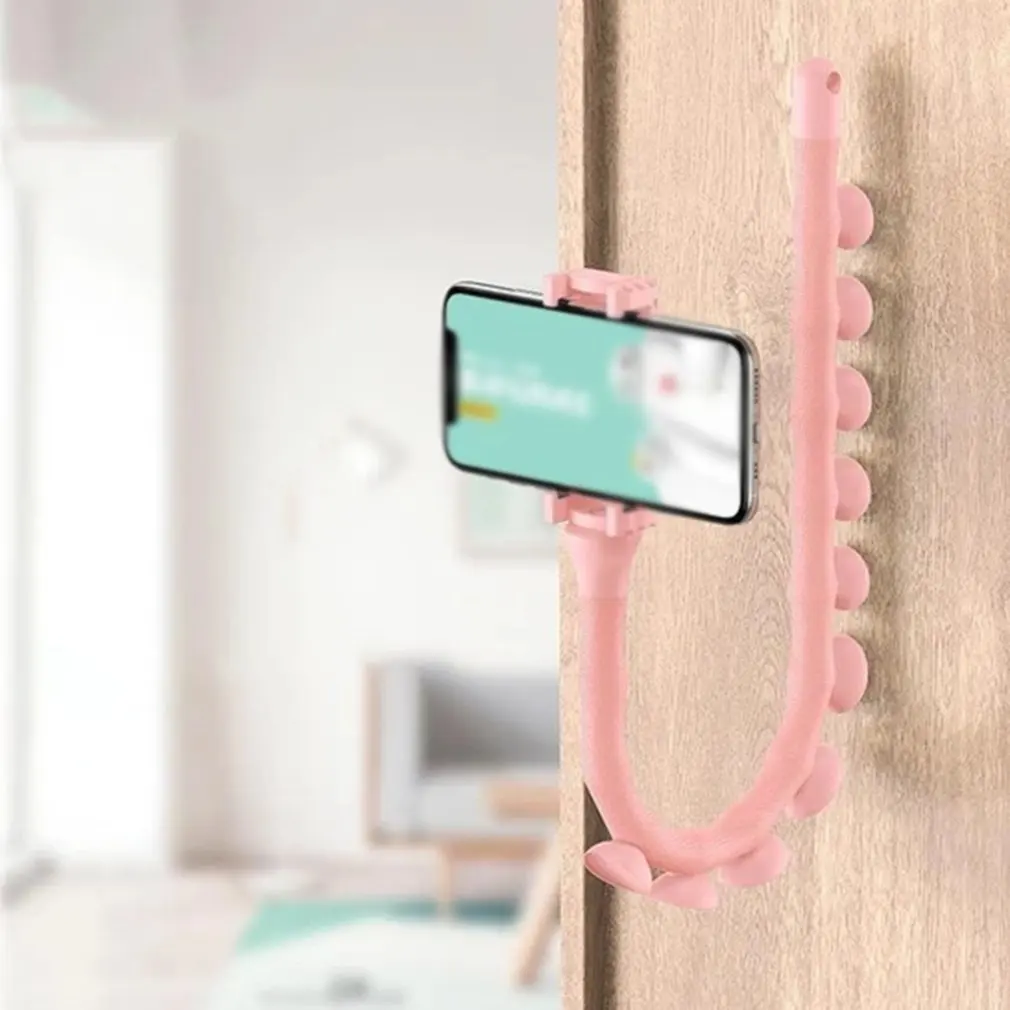

2021 wall Caterpillar Lazy Bracket Mobile Phone Holder Worm Flexible Phone Suction Cup Stand For Home Wall Desktop Bicycle